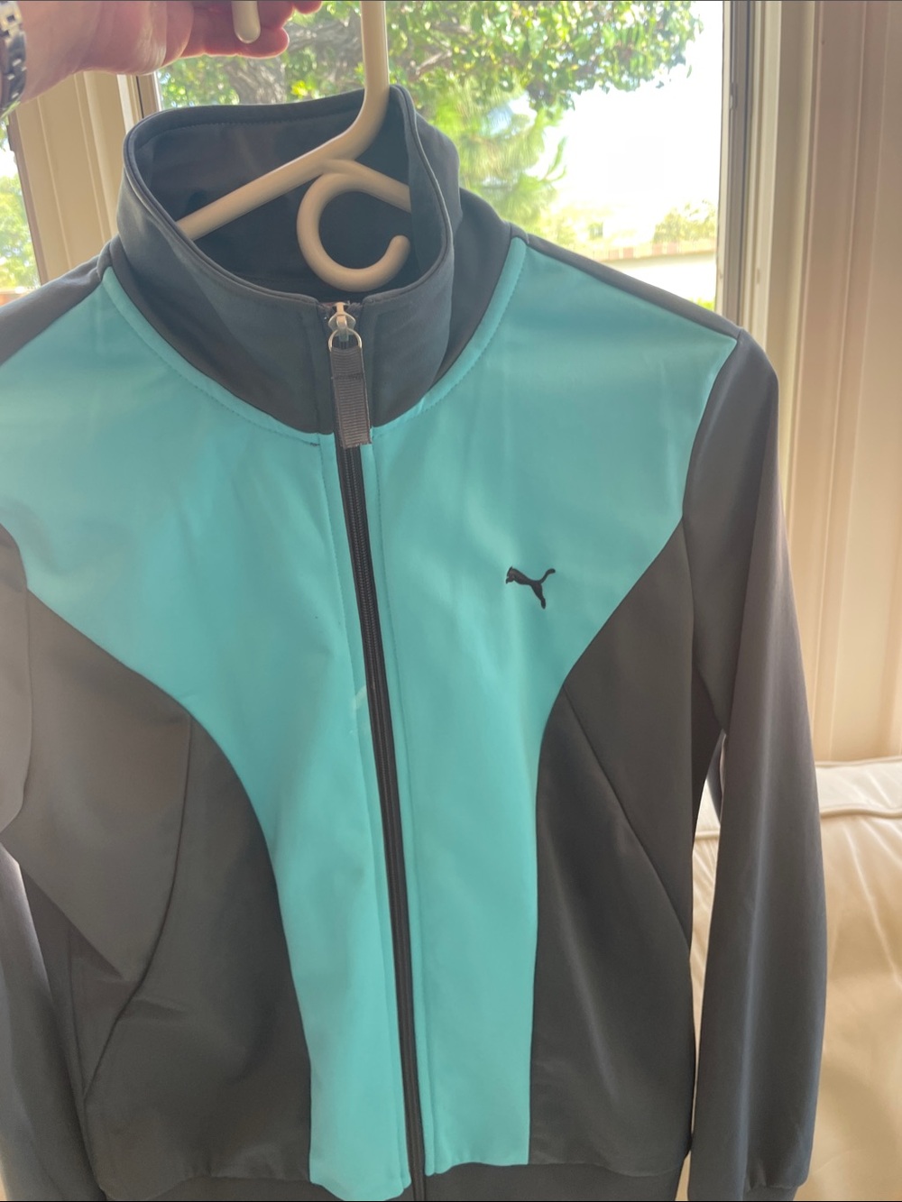 Puma Black and Teal Colorblock Track Jacket